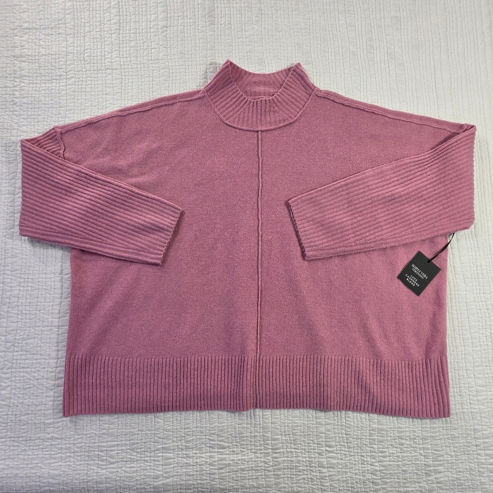 Simply Vera Wang Plus 2XL Cashmere Blend Mock Neck Heather Pink Cozy Knit Top